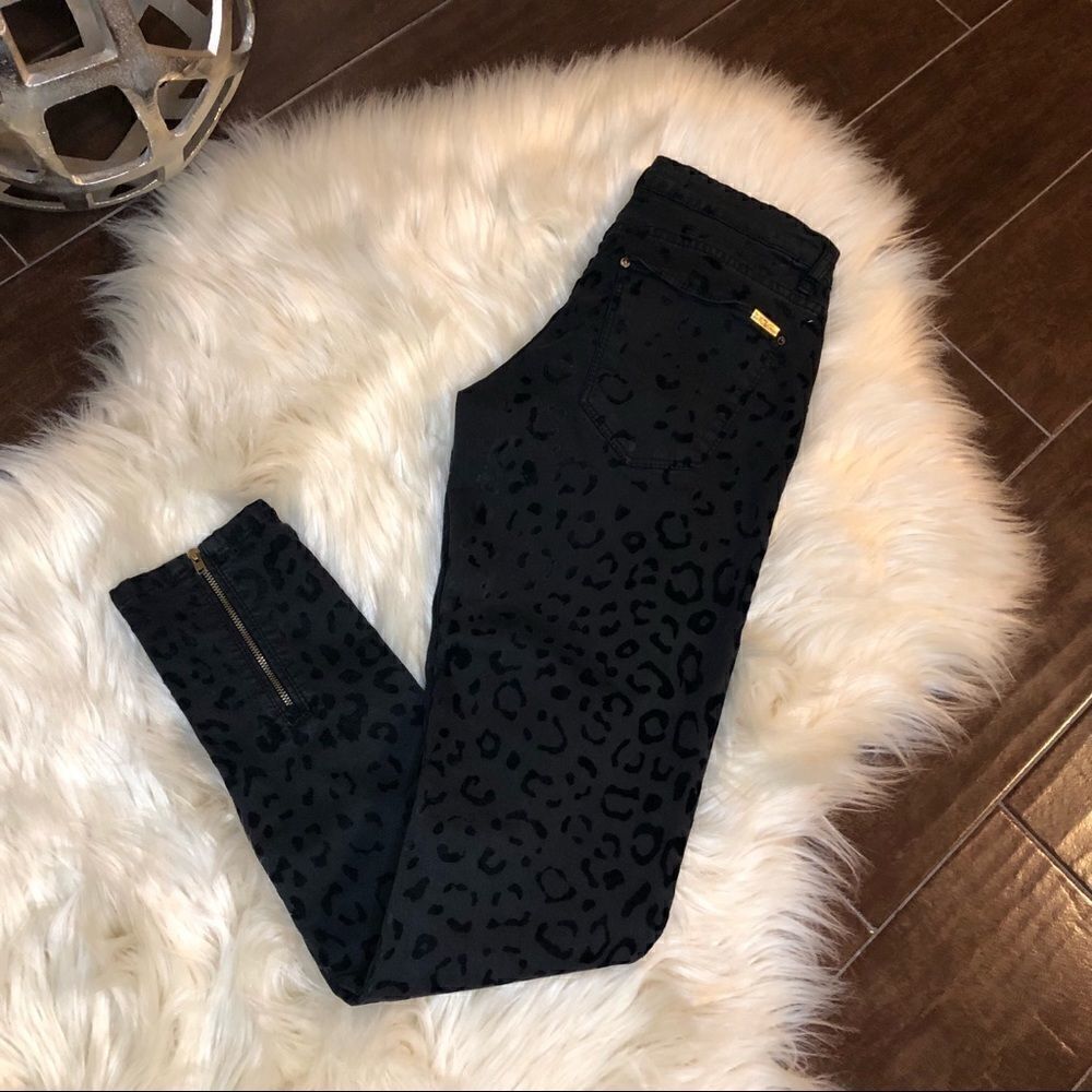 Zara Woman Pants w/ burnout Velvet Cheetah Print Skinny 4